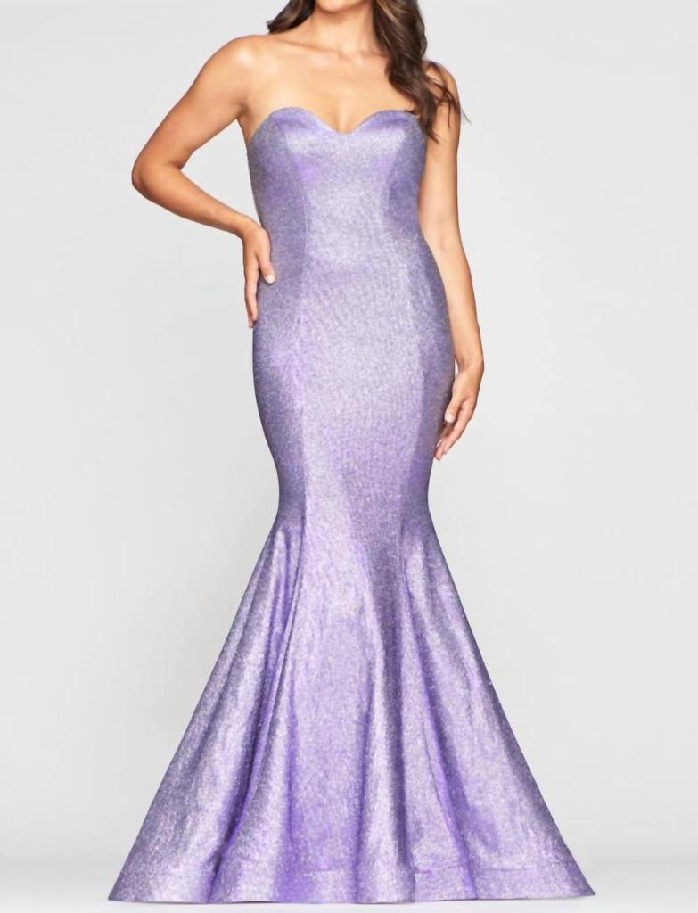 Faviana Metallic Strapless Gown