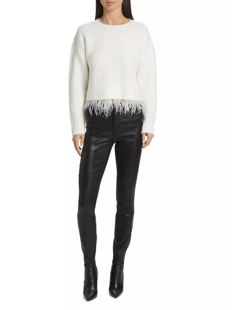 Design History Feather-Trim Rib-Knit Sweater 2