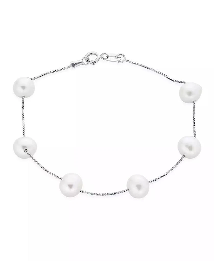 Bling Jewelry Tin Cup Style 8MM Freshwater Cultured Pearl Station Bracelet.