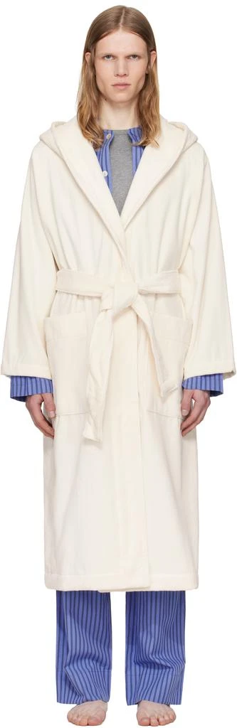 Tekla Off-White Terry Hooded Bathrobe