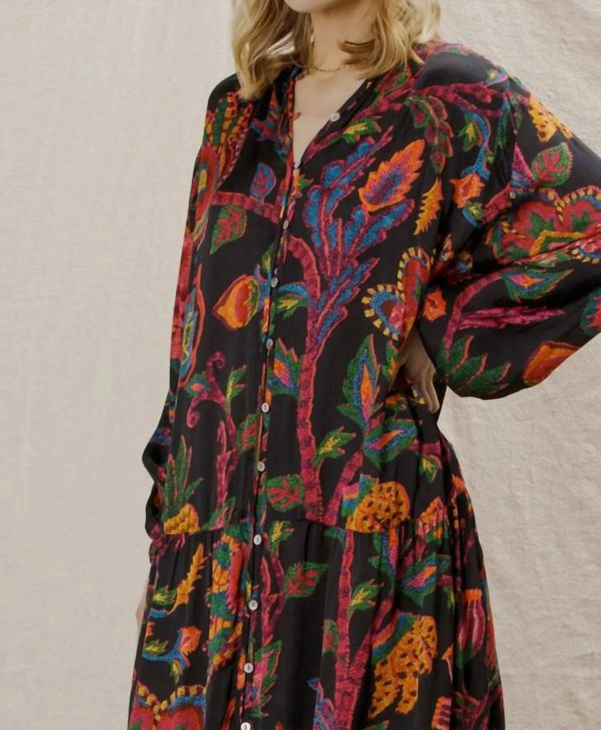 En Creme Oversized Printed Button Down Maxi Dress In Black Multi - Dresses  & Skirts - BeyondStyle