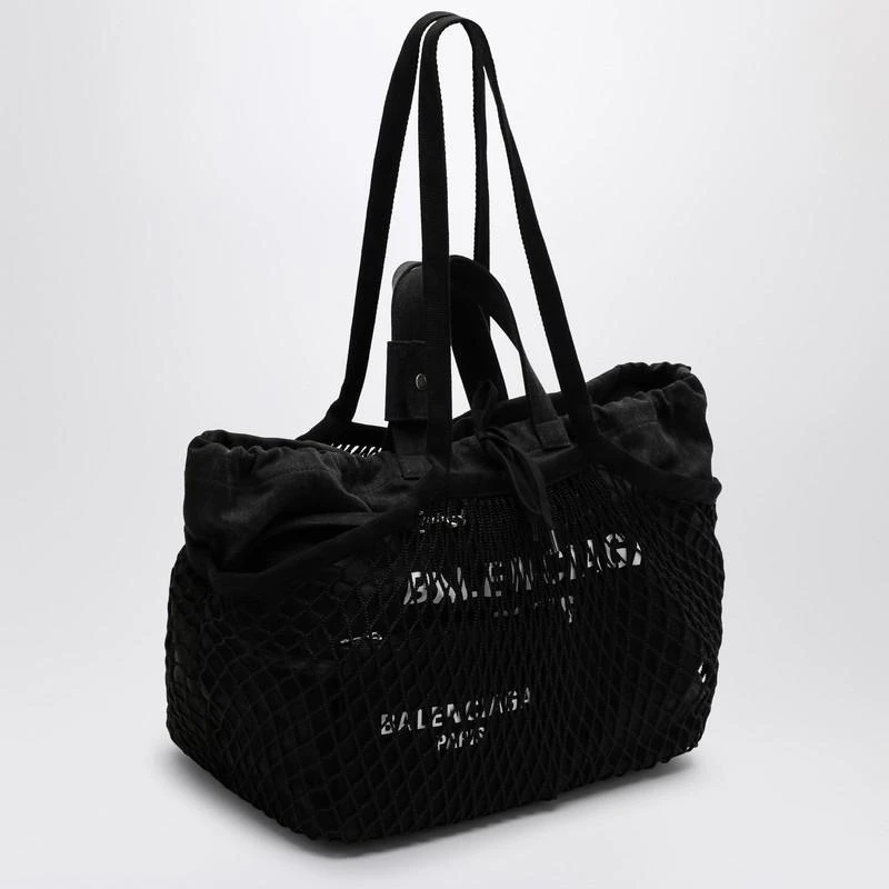 Balenciaga Medium 24/7 tote bag in washed black cotton with mesh 4