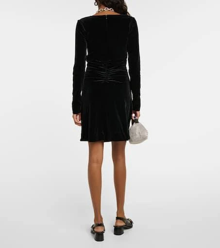 Ganni Ruched velvet minidress 3