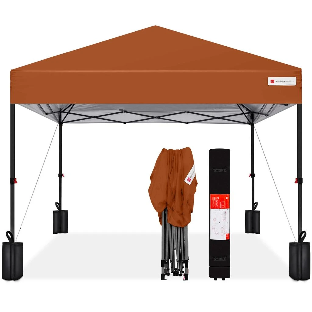Best Choice Products 12x12ft Easy Setup Pop Up Canopy w/ 1-Button Setup, Wheeled Case, 4 Weight Bags 13