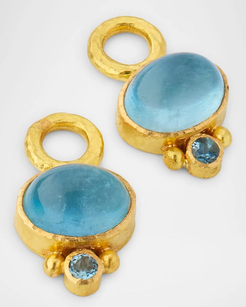 Elizabeth Locke 19K Yellow Gold Aquamarine Cabochon Earring Charms 3