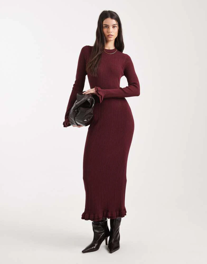 chinese dress ladies Anastasia Burgundy Midi Knitted Dress – Elegant Modern Look – PEGASI