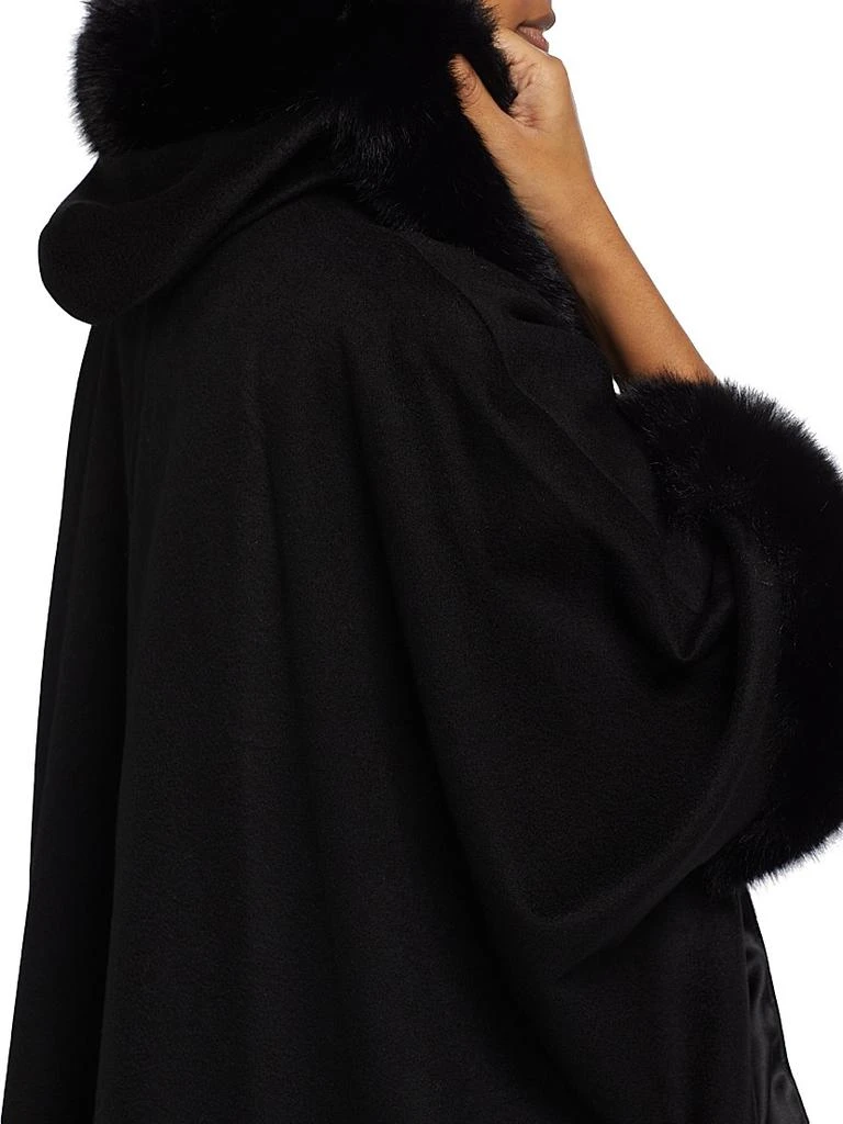 Sofia Cashmere Whipstitch Faux-Fur Hooded Cape 6