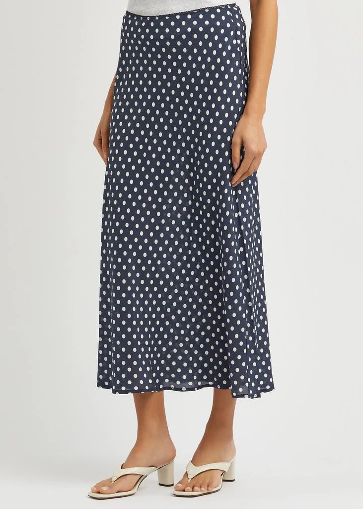 Rixo Ardith polka dot-print silk midi skirt 2