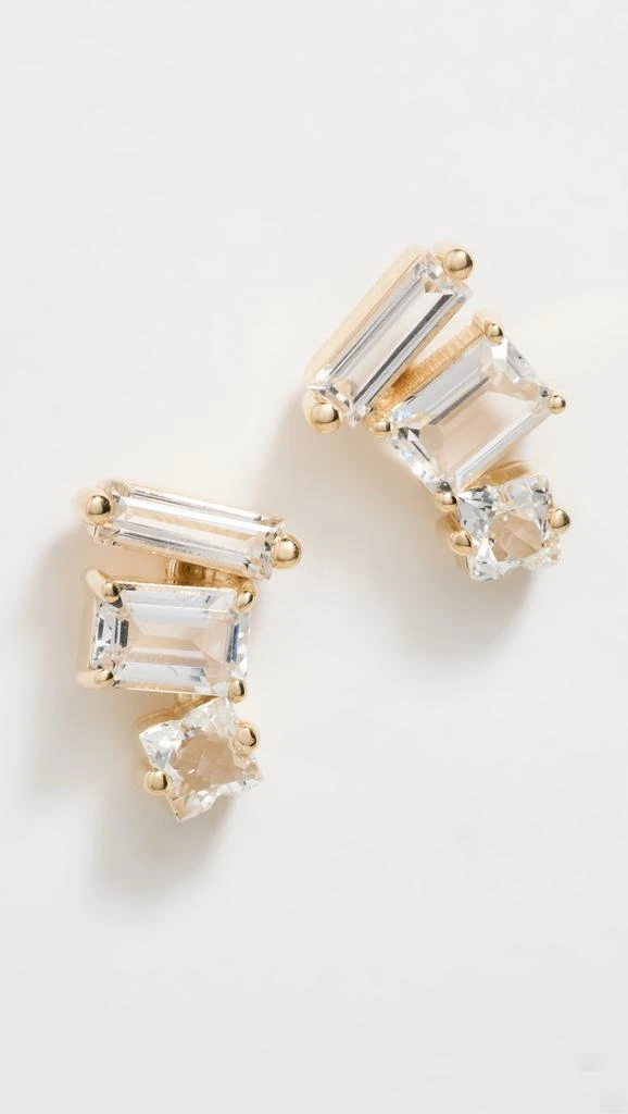Suzanne Kalan Triple Mixed Shaped White Topaz Earrings 1