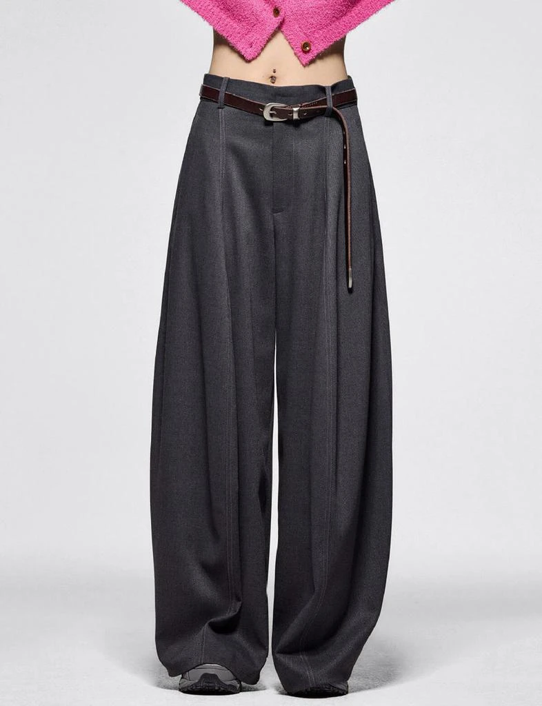 Pixie Market Dark Grey Barrel Leg Pants 1