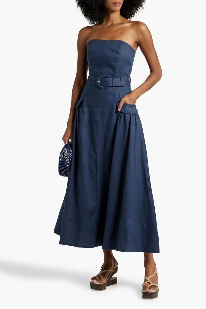 NICHOLAS Strapless linen maxi dress 2