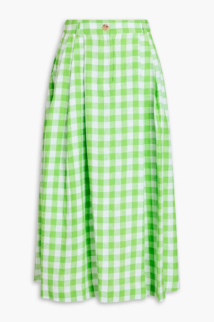 Mara Hoffman Tulay pleated checked hemp maxi skirt