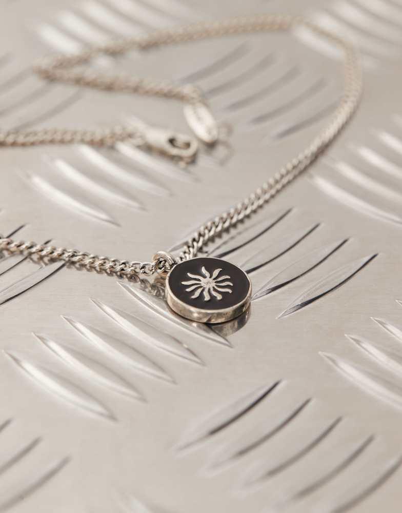 CLASSICS 77 Classics 77 sun engraved pendant necklace in black and silver
