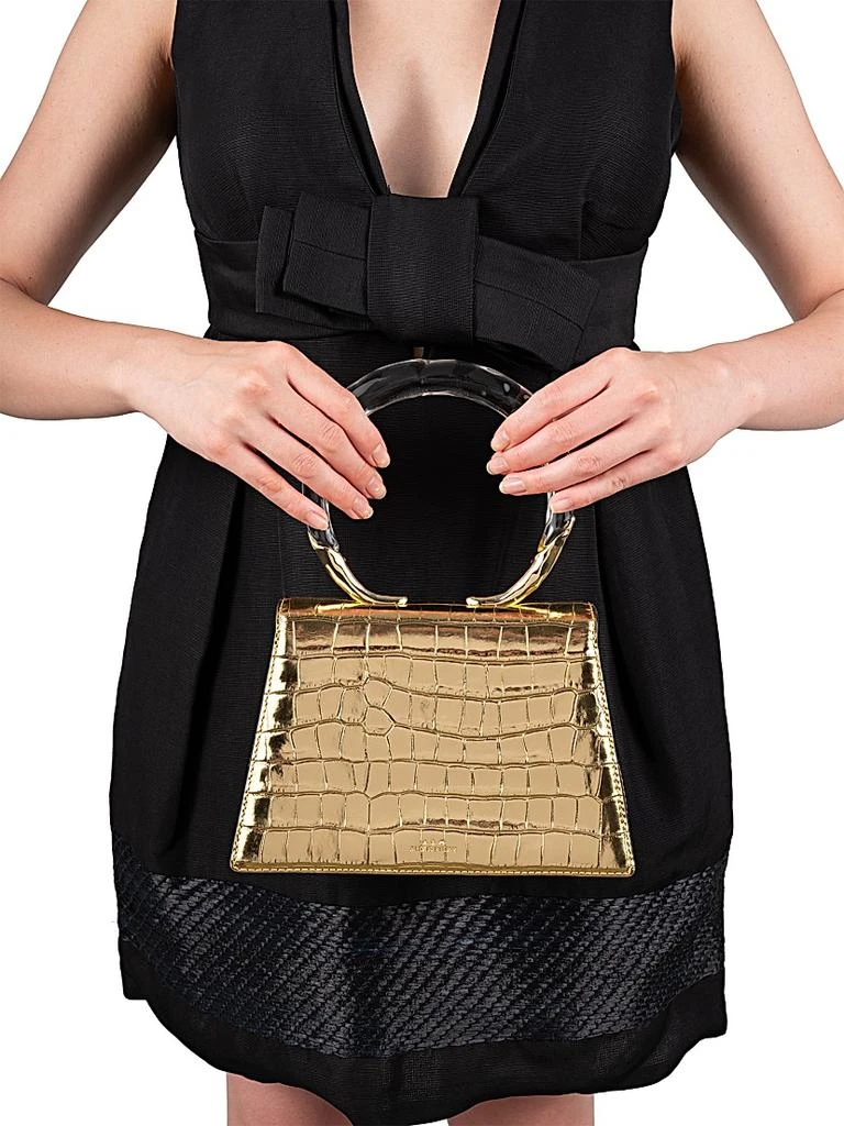 Alexis Bittar Liquid Lucite Croc-Embossed Leather Top-Handle Bag 2