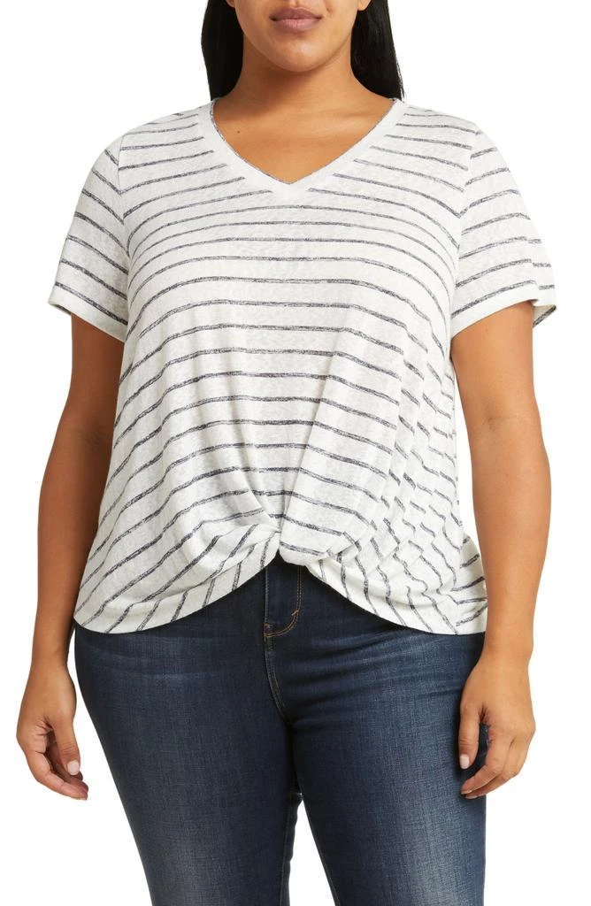 Caslon V-Neck Twist Hem T-Shirt 1