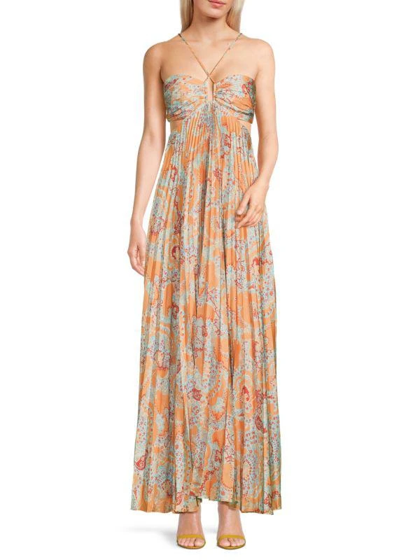 A.L.C. Moira Print Cutout Pleated Maxi Dress 1