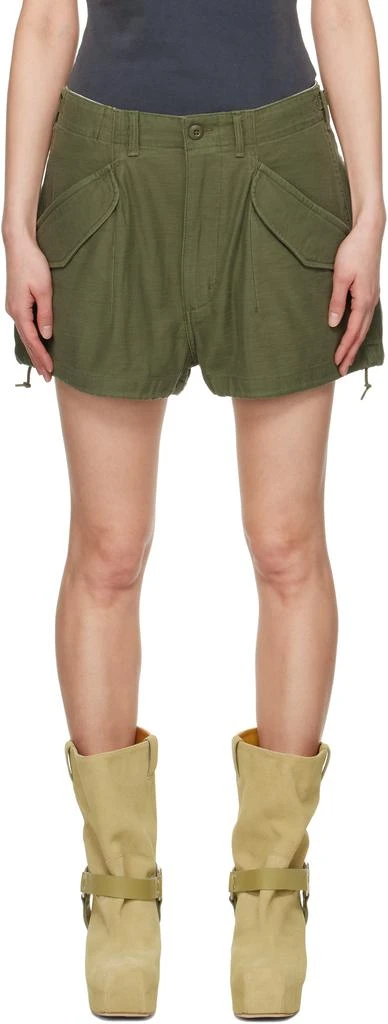 R13 Green Loose Marianne Cargo Shorts 1