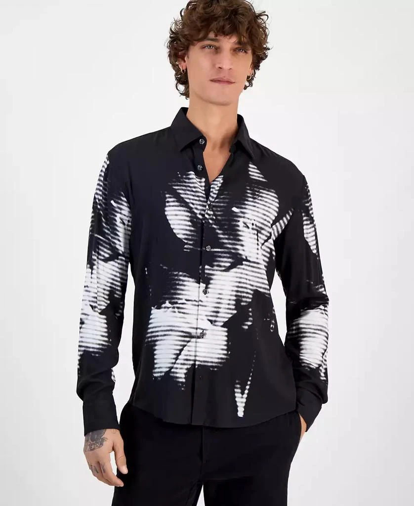 sandra d fit and flare dress Total Stretch Slim Fit Abstract Floral Print Shirt main image 0