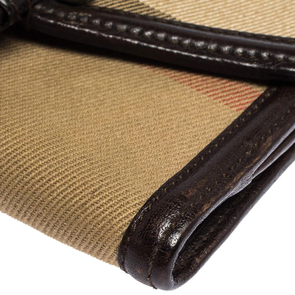 Burberry Burberry Brown/Beige Nova Check Canvas and Leather Buckle Compact Wallet 11