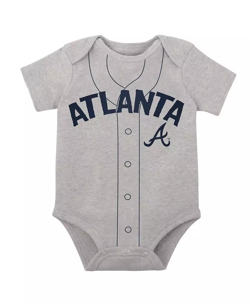 Outerstuff Infant Boys and Girls White, Heather Gray Atlanta Braves Two-Pack Little Slugger Bodysuit Set