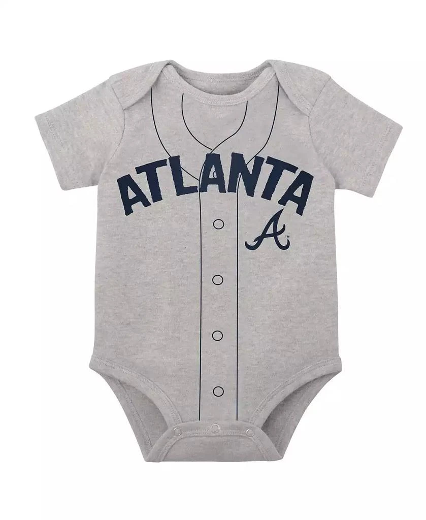 Outerstuff Infant Boys and Girls White, Heather Gray Atlanta Braves Two-Pack Little Slugger Bodysuit Set 2