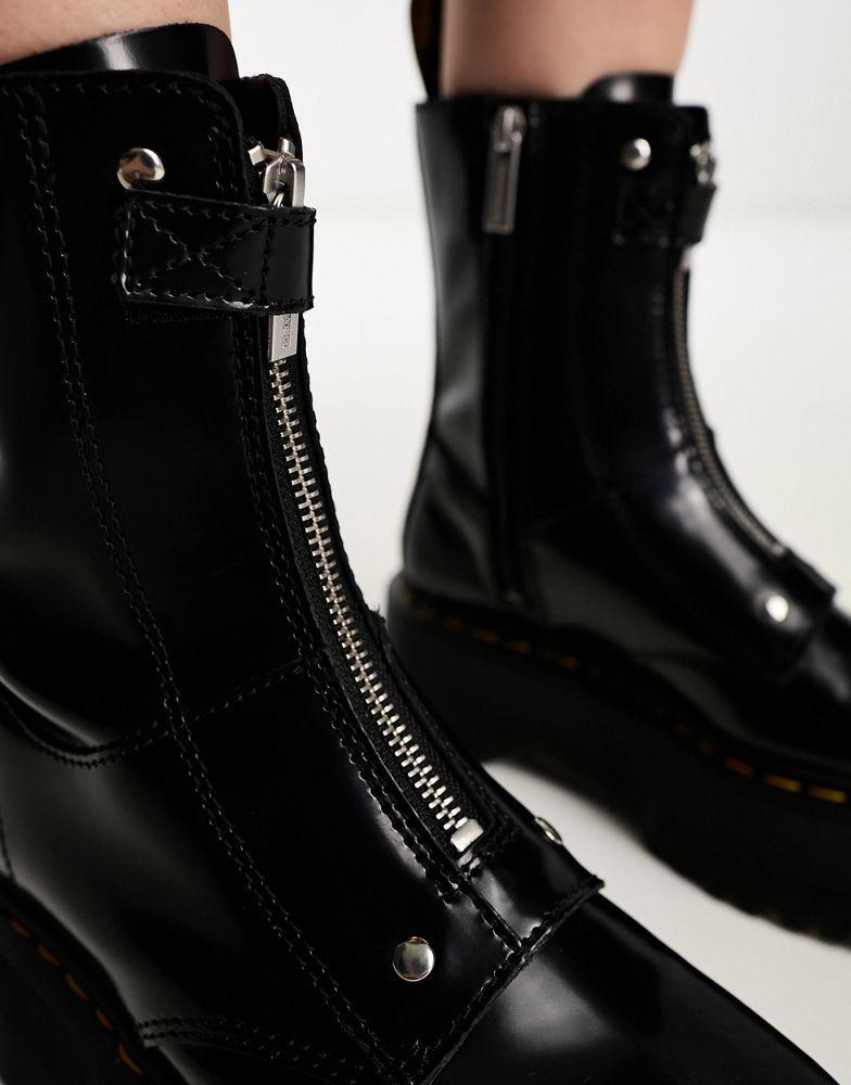 Shop Dr Martens Jetta hi max zip boots in black leather on