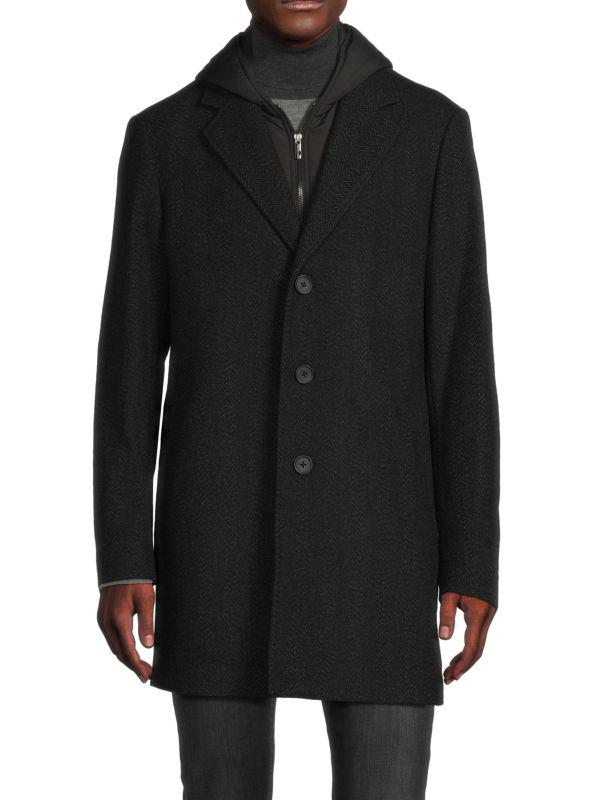 Wool Blend Top Coat With Removable Hooded Bib – On Sale Now