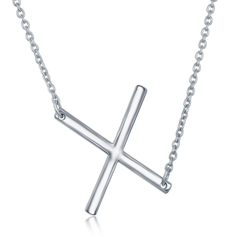 Simona Sterling Silver Sideways Initial Necklace 10