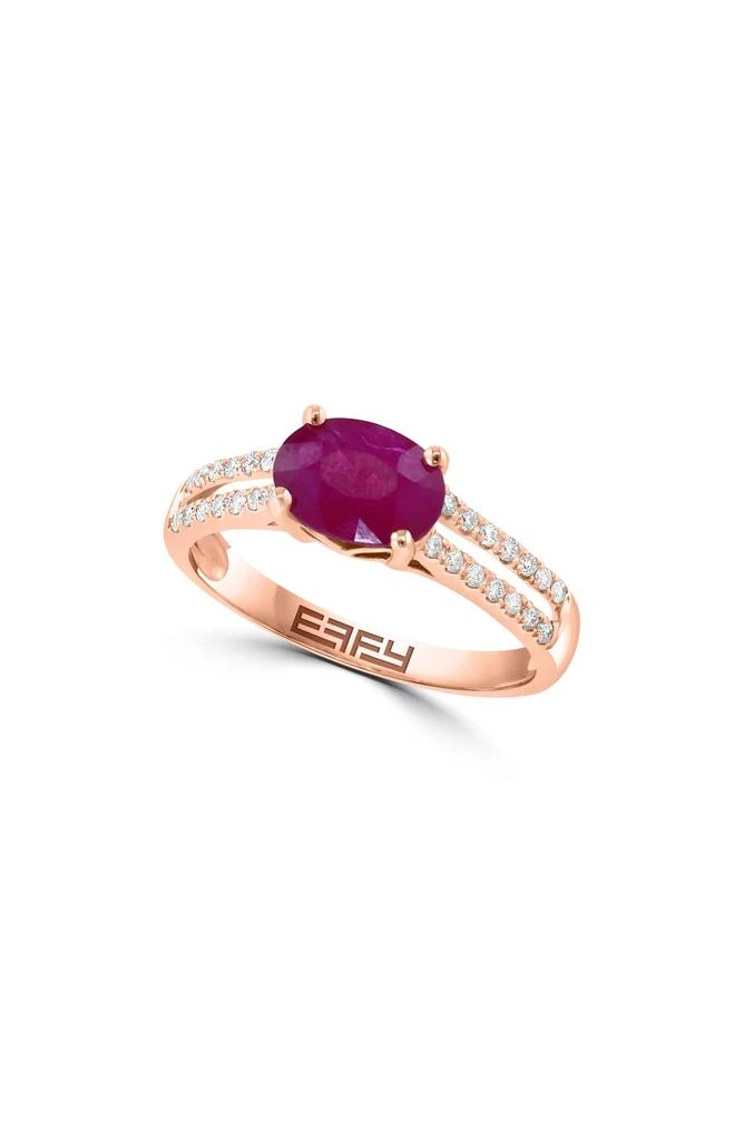 Effy 14K Rose Gold Diamond & Ruby Ring 1