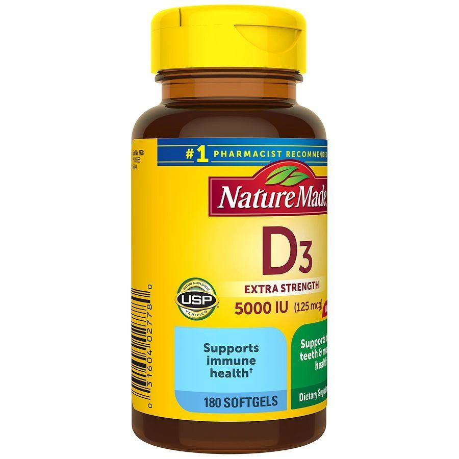 Nature Made Extra Strength Vitamin D3 5000 IU (125 mcg) Softgels 5