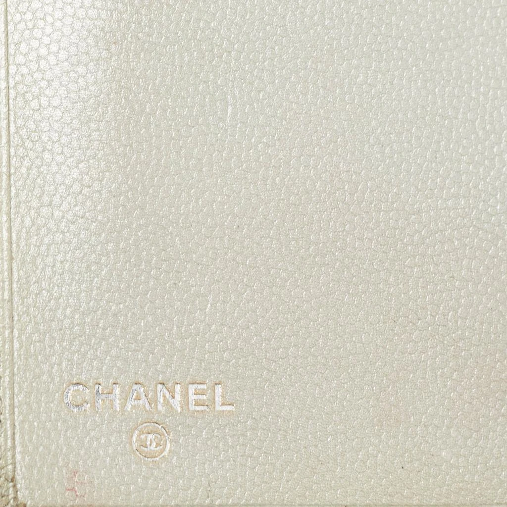 Chanel Chanel Pearl White Caviar Leather CC L Yen Continental Wallet 12