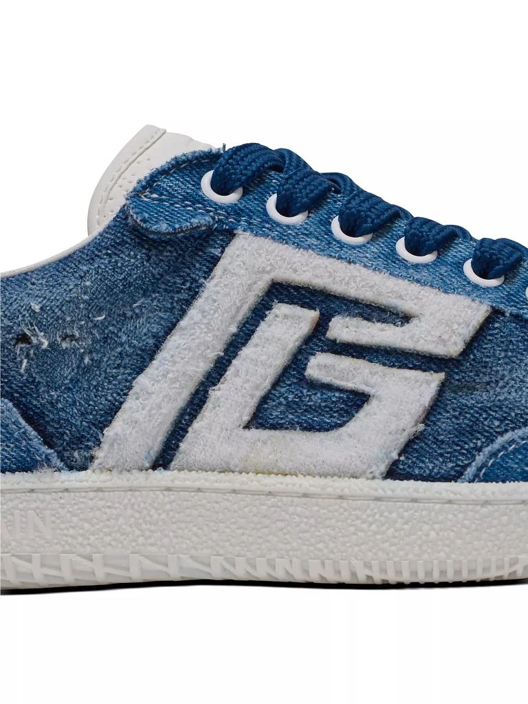 Balmain Swan Destroyed Denim Low-Top Sneakers 9