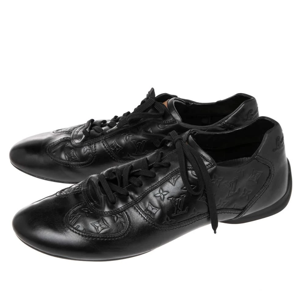 Louis Vuitton Louis Vuitton Black Monogram Embossed Leather Lace Up Sneakers Size 44.5 4