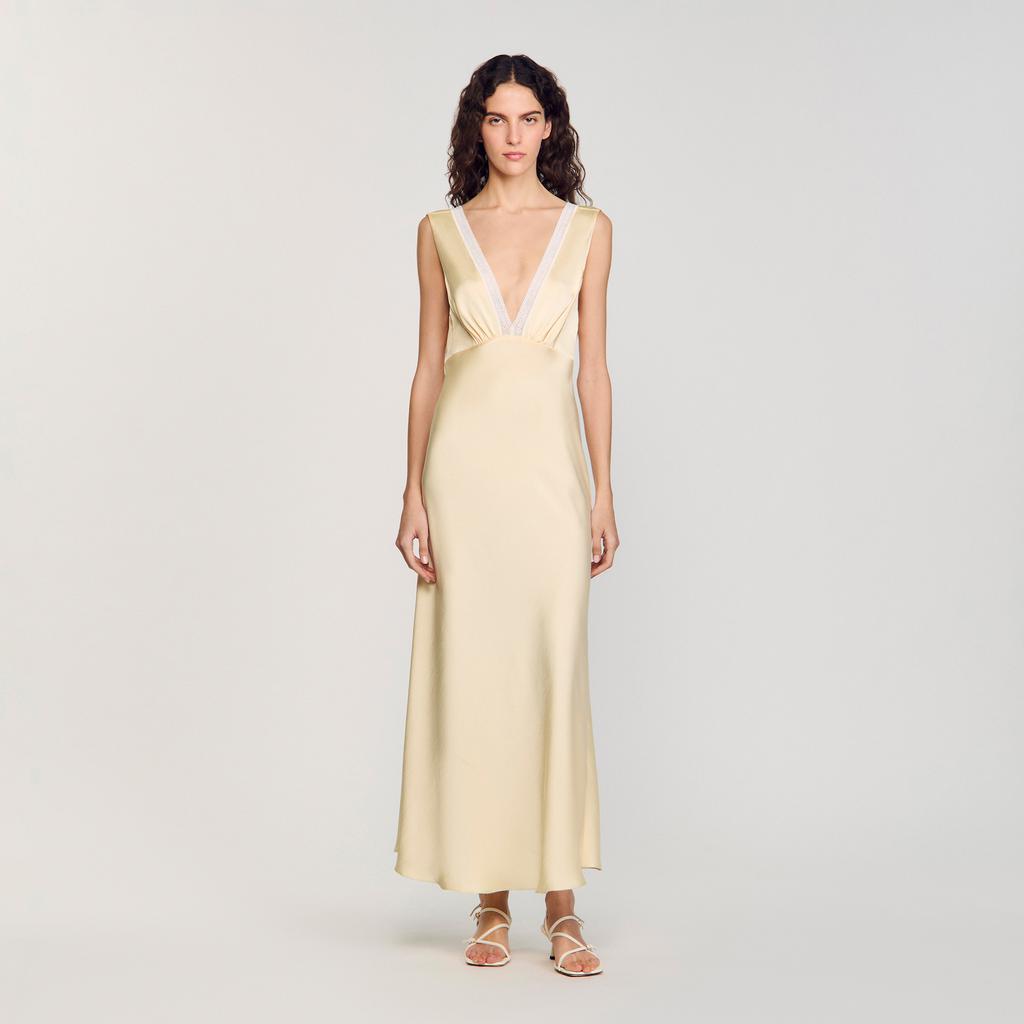 Sandro Satin-effect maxi dress