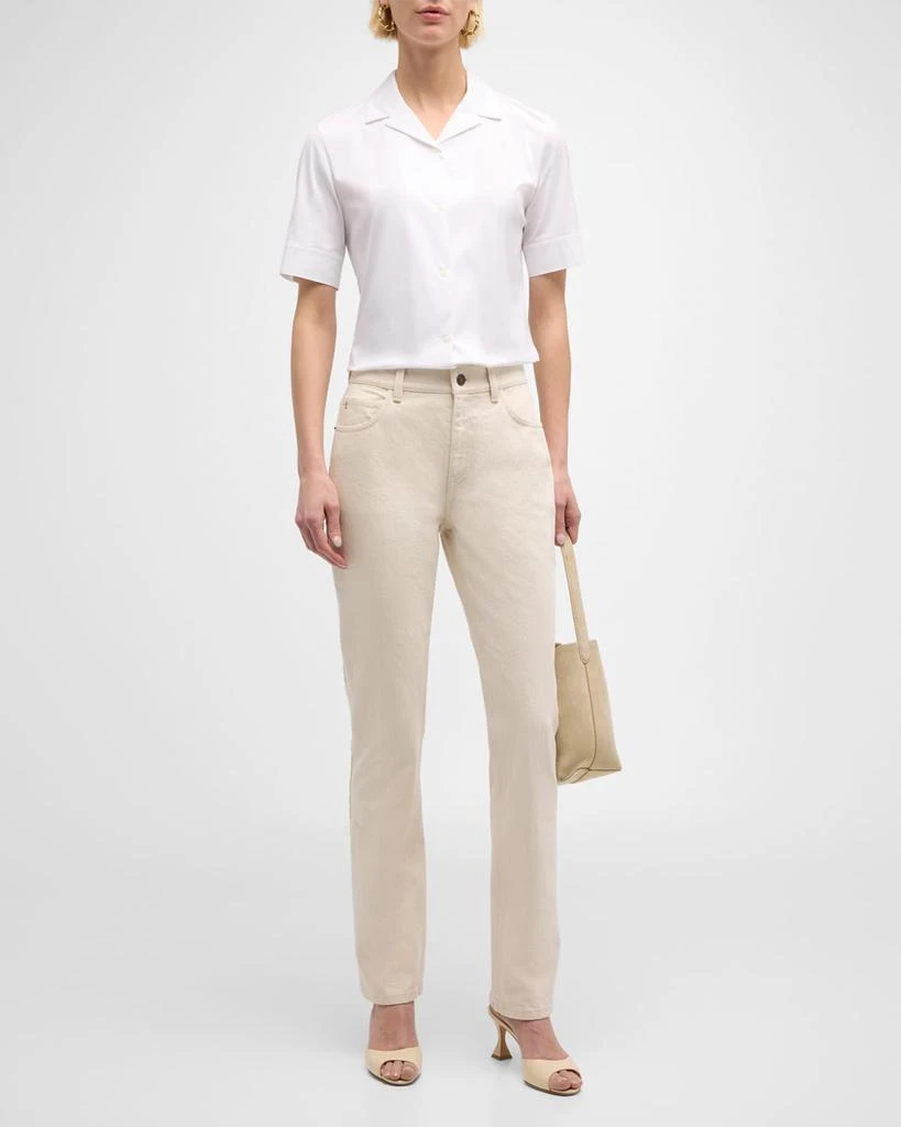 Lafayette 148 New York Cropped Straight-Leg Denim Jeans 3