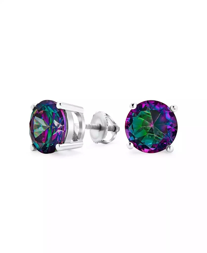 Bling Jewelry Mystic Rainbow CZ Stud Earrings Screw Back Sterling Silver