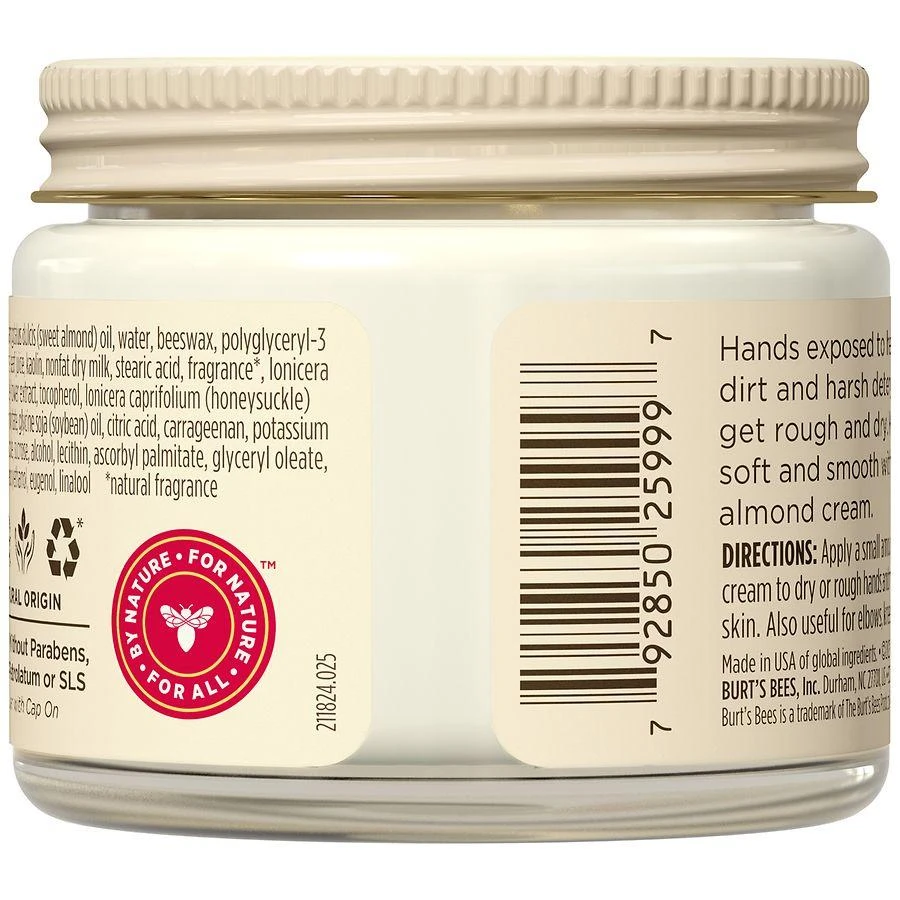 Burt's Bees Almond Milk Beeswax Hand Cream Jar 9