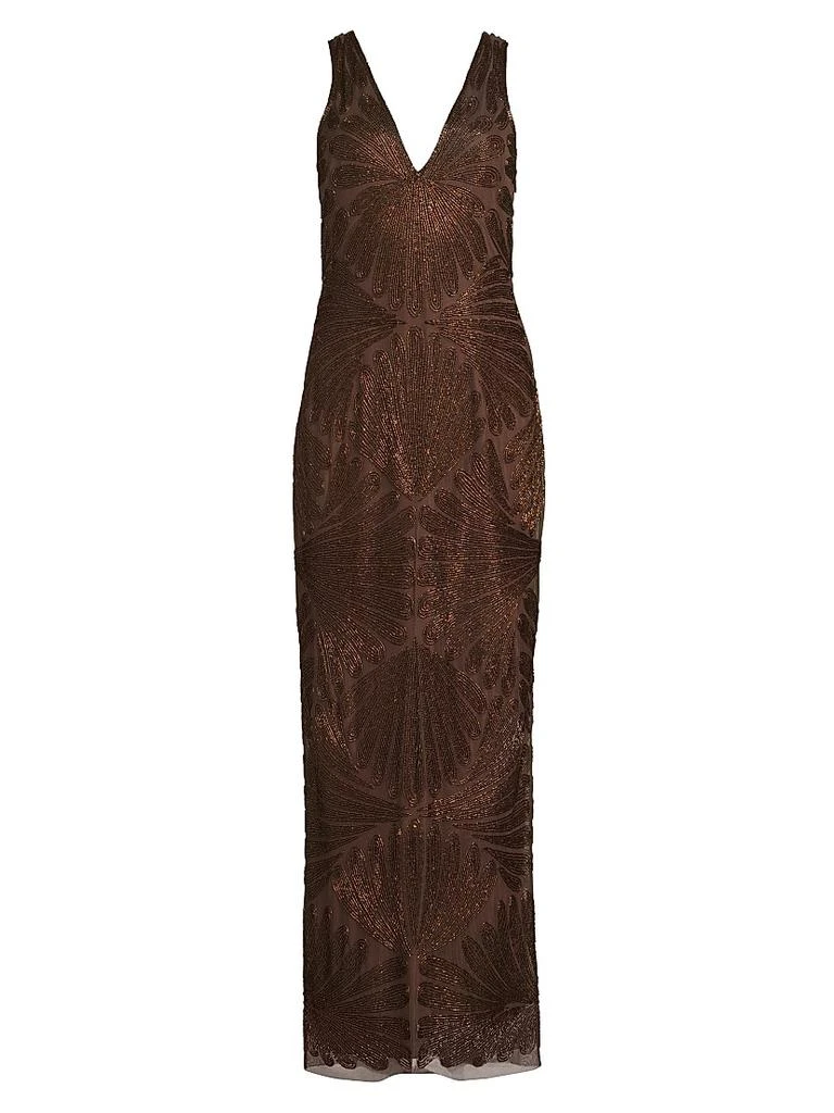 Aidan Mattox Butterfly Beaded Column Gown 1