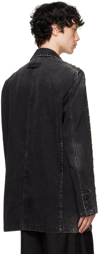 Feng Chen Wang Black Paneled Denim Blazer 3