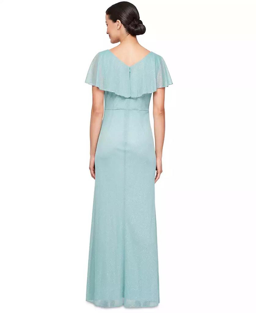 SL Fashions Petite Ruffled Flutter-Sleeve Gown
