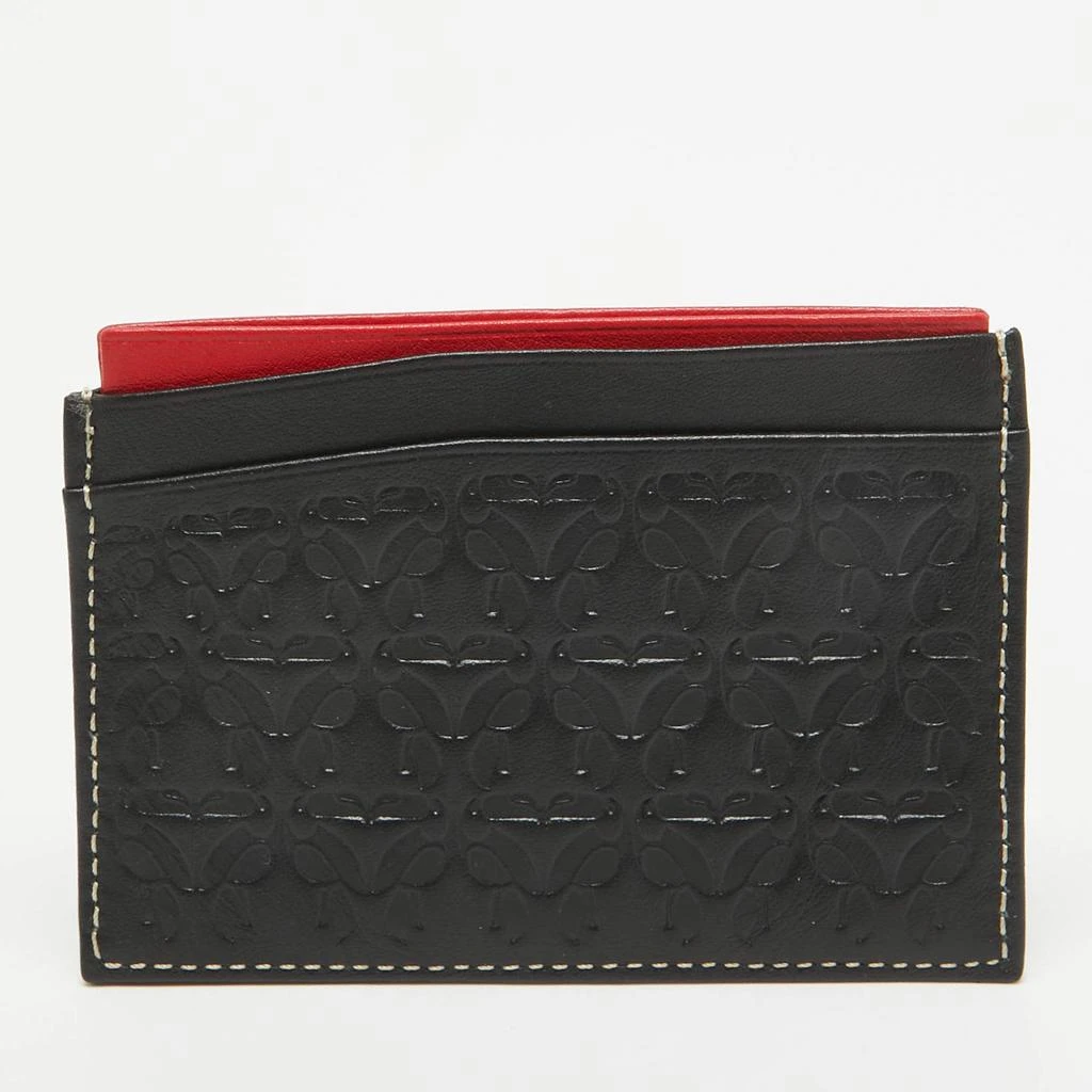 CH Carolina Herrera CH Carolina Herrera Black/Red Embossed Leather Card Holder 4