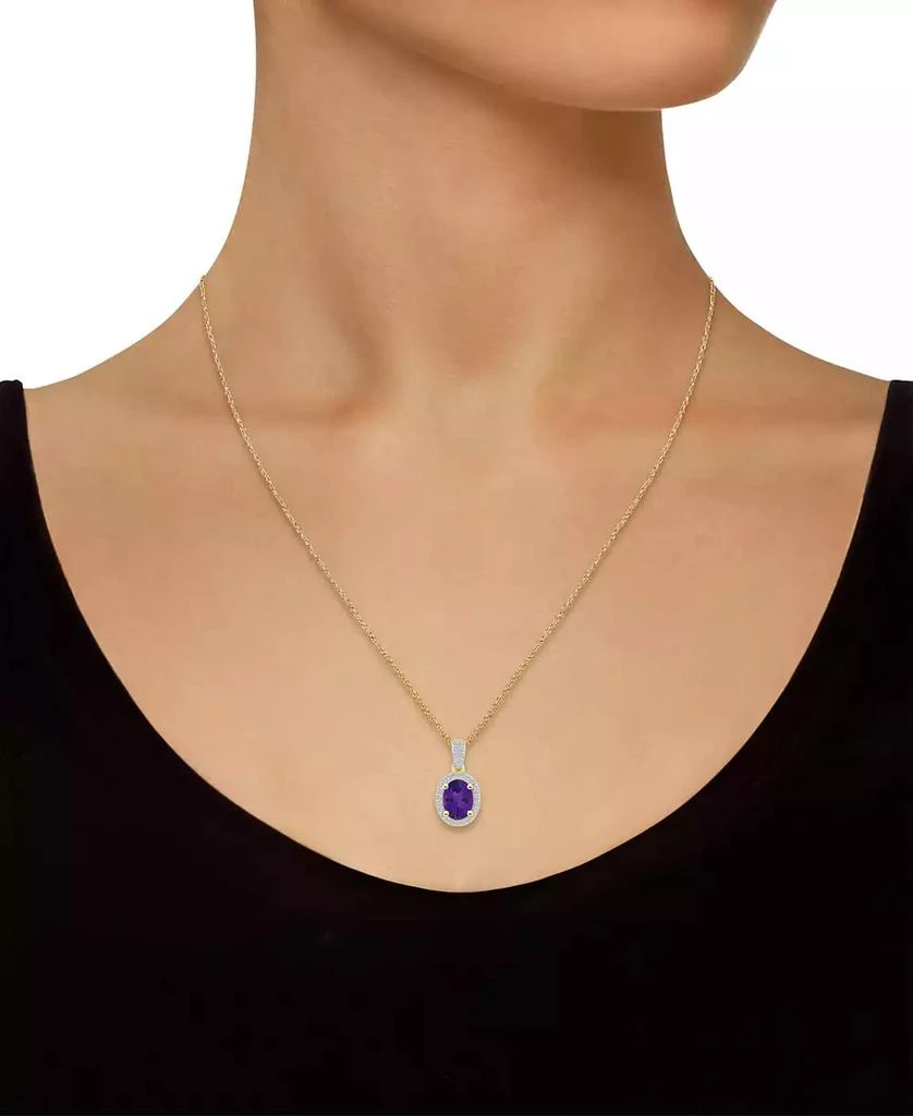 Macy's Amethyst (1-1/5 ct. t.w.) and Lab Grown Sapphire (1/6 ct. t.w.) Halo Pendant Necklace in 10K Yellow Gold 2