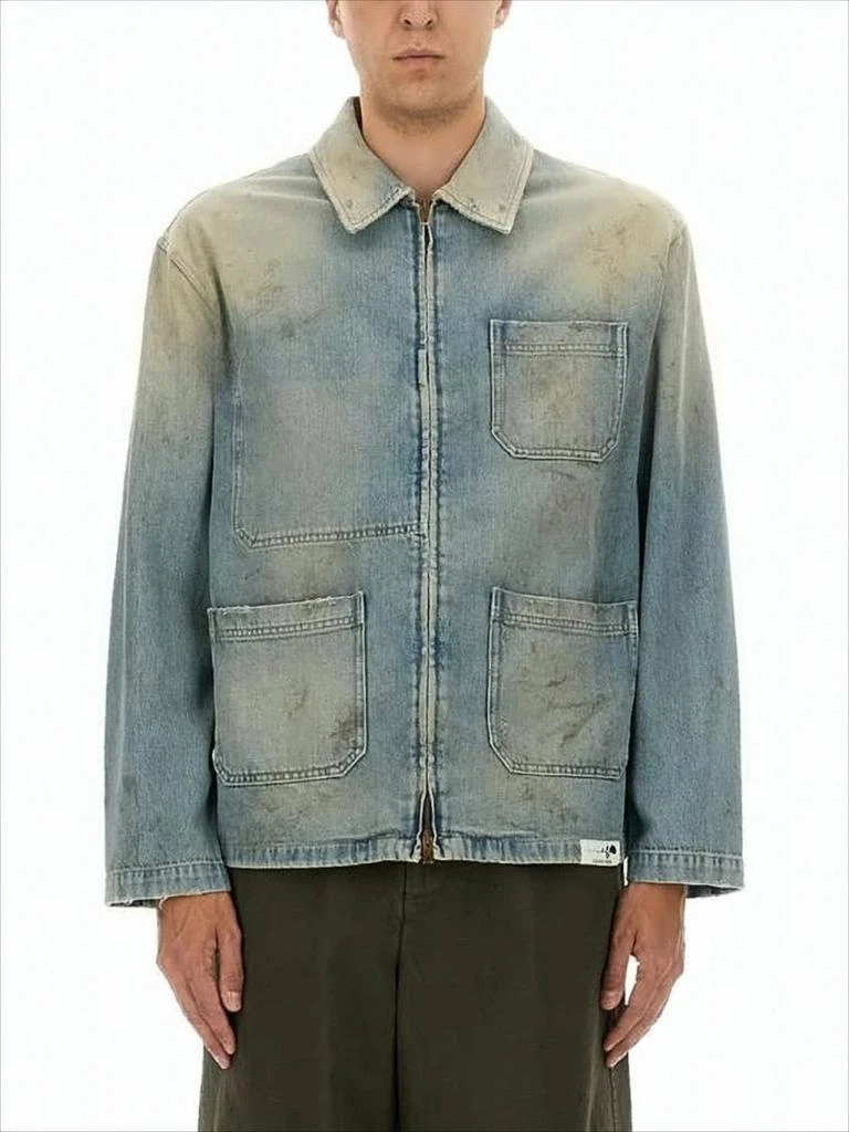 Golden Goose Distressed Blue Denim Jacket with Classic Collar