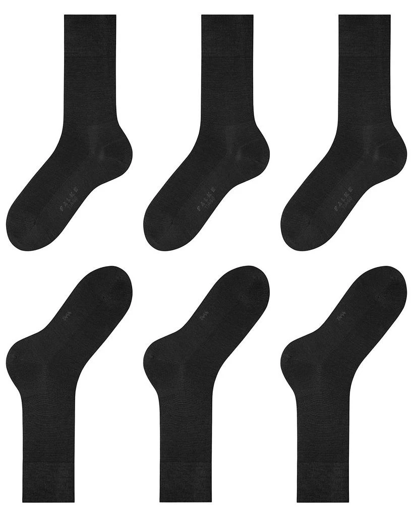 FALKE Tiago Cotton Blend Solid Crew Socks, Pack of 3 1