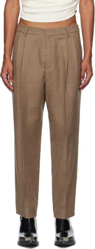 Dries Van Noten Brown Houndstooth Trousers 1