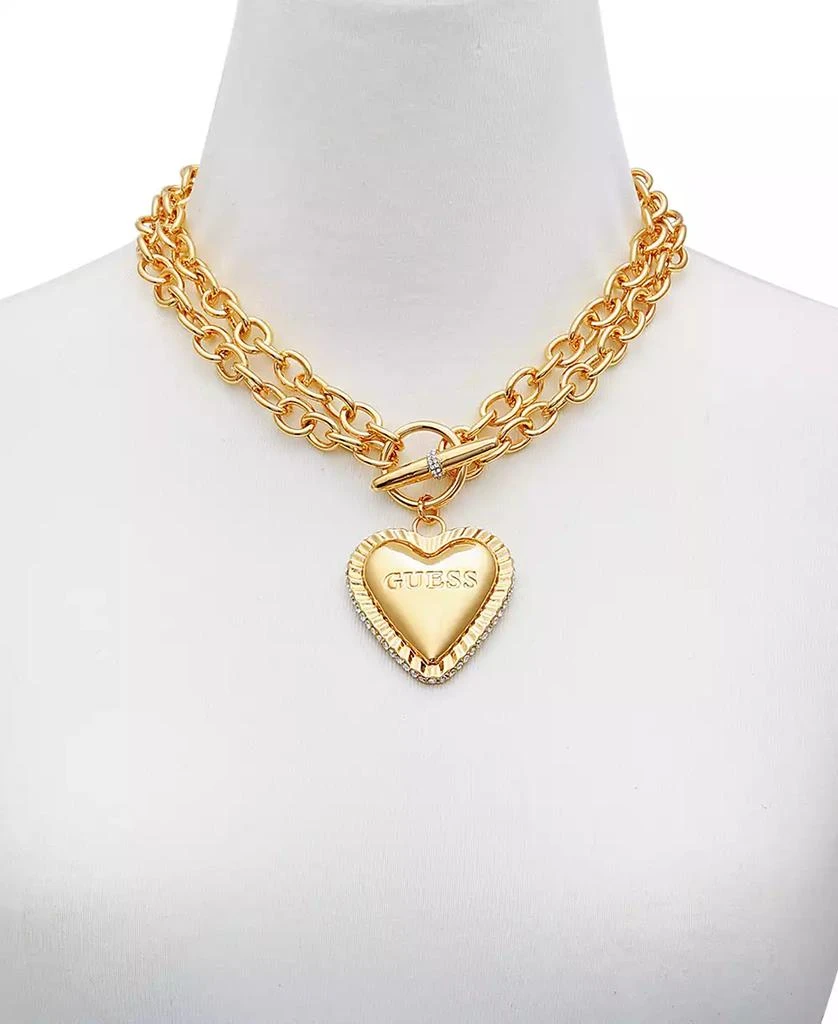 GUESS Gold-Tone Heart Double Chain 18" Pendant Necklace 2