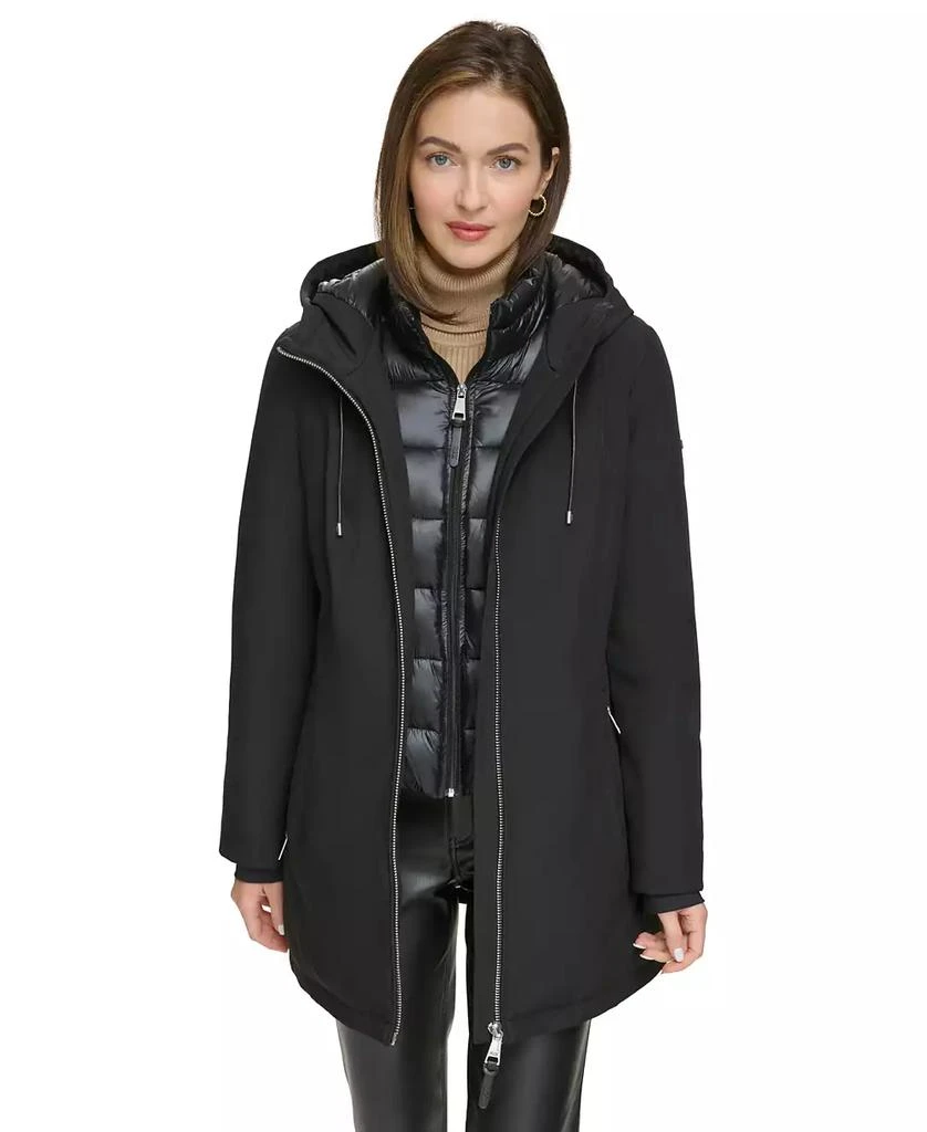 DKNY Womens Hooded Bibbed Zip-Front Puffer Coat 8