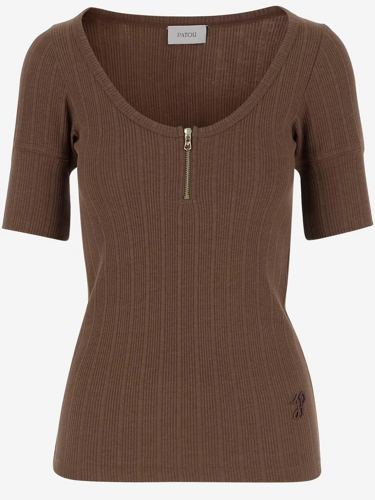 PATOU Patou Ribbed Zip-Front Top 1