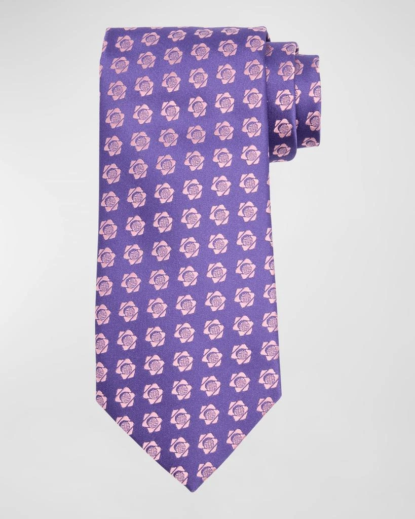 Charvet Men's Silk Floral Jacquard Tie 1