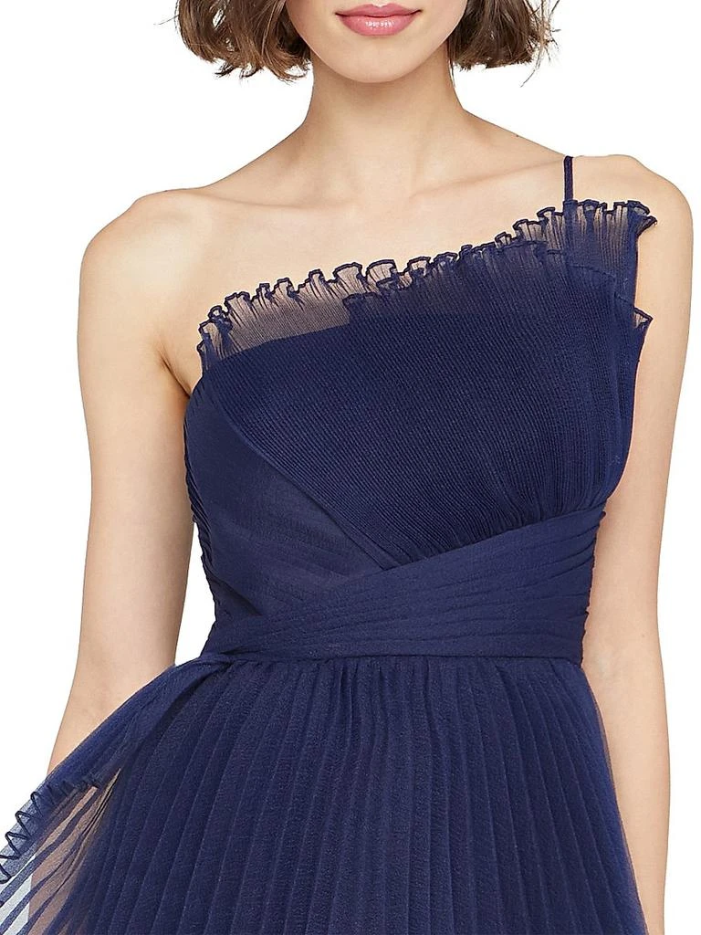 Theia Delphine Pleated One-Shoulder Organza Gown 6